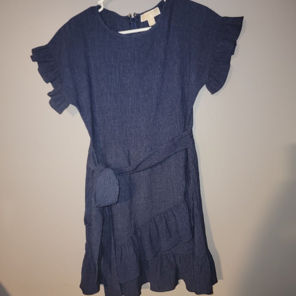Michael Kors Blue Ruffled Dress Size XS
